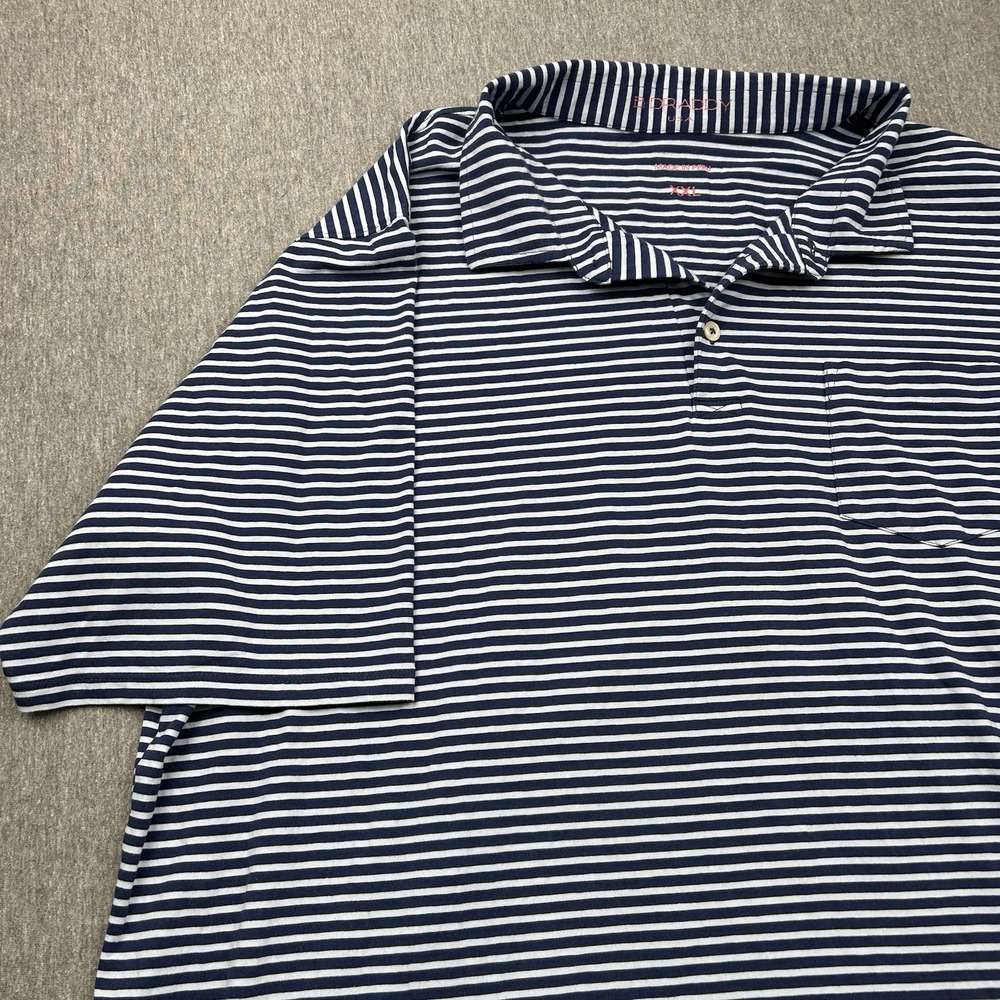 B Draddy USA Blue‎ Striped Pima Cotton Golf Polo Mens XXL
